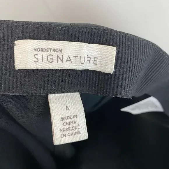 Nordstrom Black Genuine Leather High-Waisted Slim Flare Trouser Pants Size 6 - Picture 7 of 8